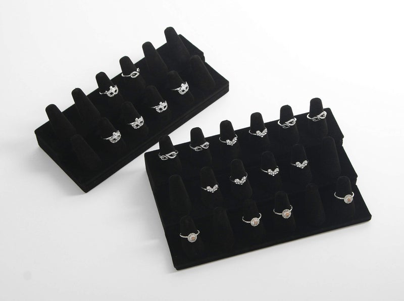 Stratalife Ring Holder 18 Slot Finger Ring Display Jewelry Holder Organizer Storage Jewelry Display Stand for Vendor Selling Velvet Black - Image 4